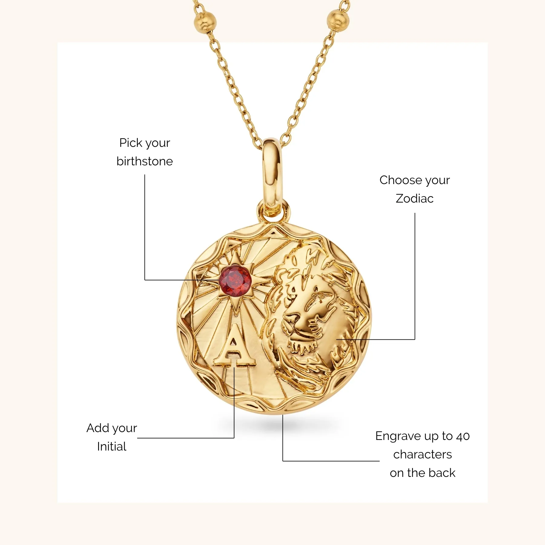 Custom Zodiac Coin Necklace (Gold) sold by Abbott Lyon product image thumbnail 5