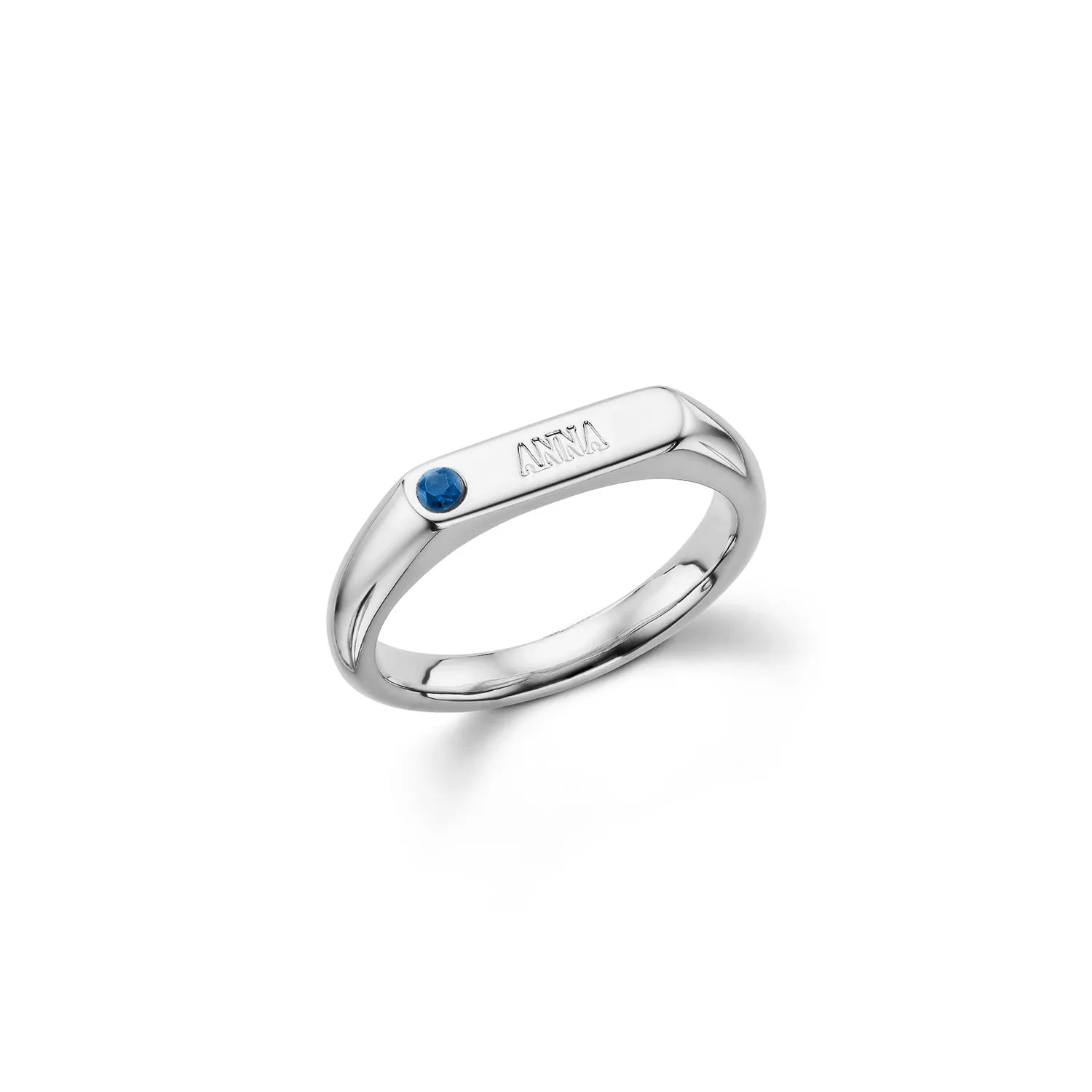 Birthstone Signet Custom Name Ring (Silver) sold by Abbott Lyon