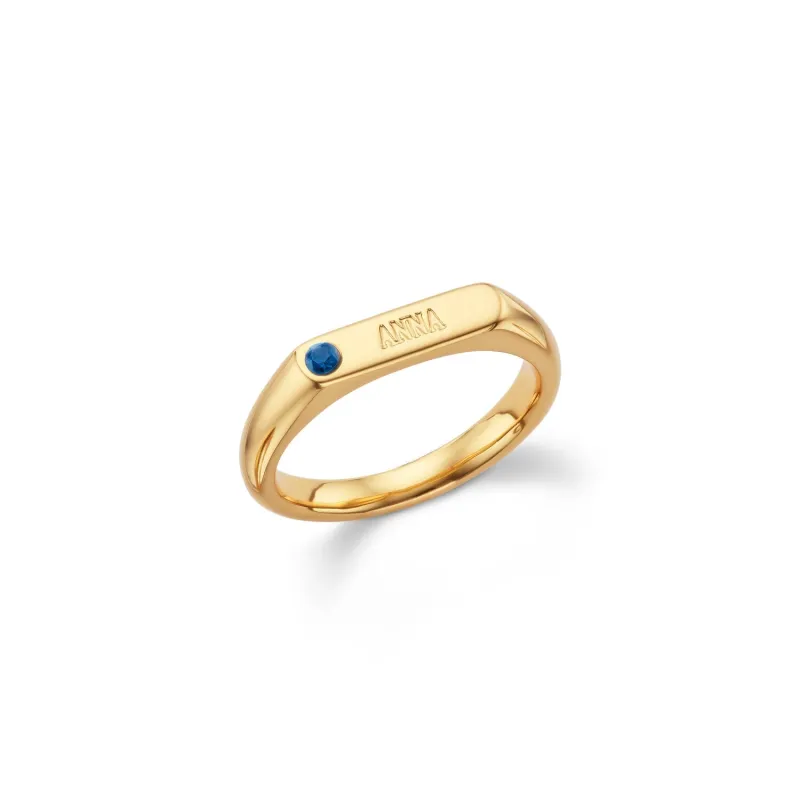 Birthstone Signet Custom Name Ring (Gold) sold by Abbott Lyon