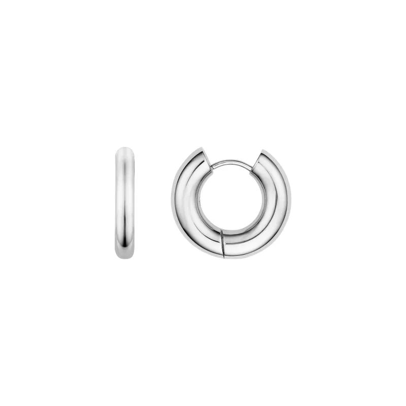 Small Chunky Huggie Hoop Earrings (Silver) sold by Abbott Lyon
