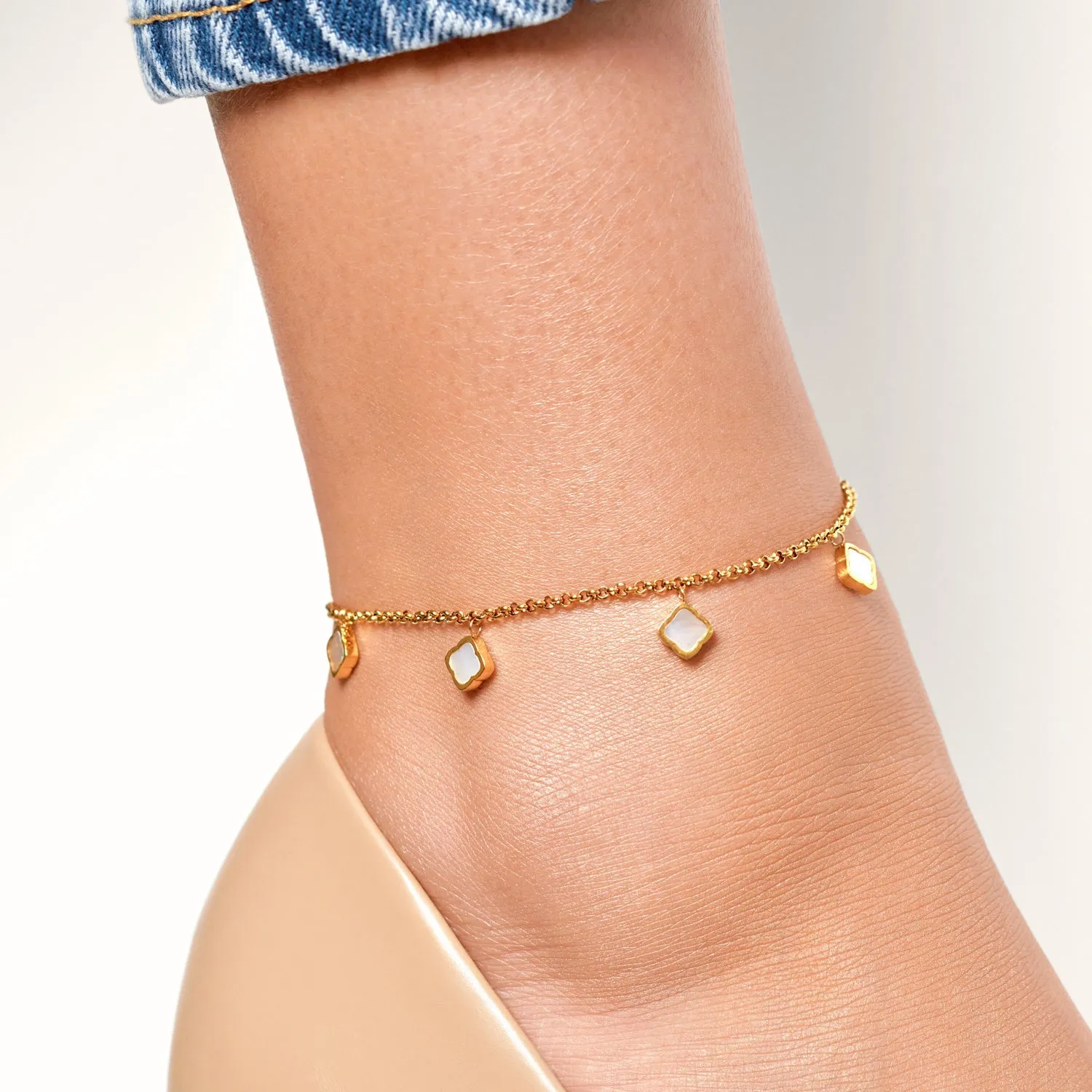 Mini Pearl Clover Anklet (Gold) sold by Abbott Lyon product image thumbnail 2