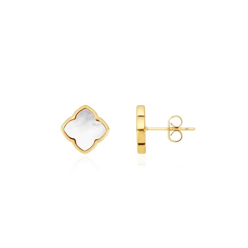 Pearl Clover Stud Earrings (Gold) sold by Abbott Lyon