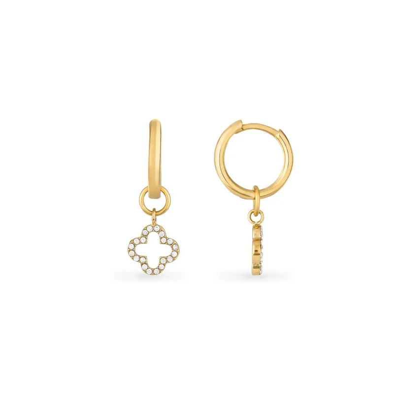 Clover Huggie Hoops (Gold) sold by Abbott Lyon