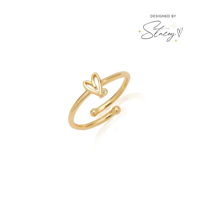 Stacey's Stories Doodle Heart Crystal Ring (Gold) sold by Abbott Lyon