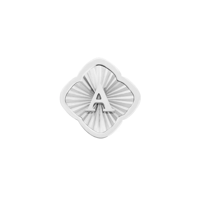 Rosette Textured Clover Charms (Silver) - Initials made by Abbott Lyon