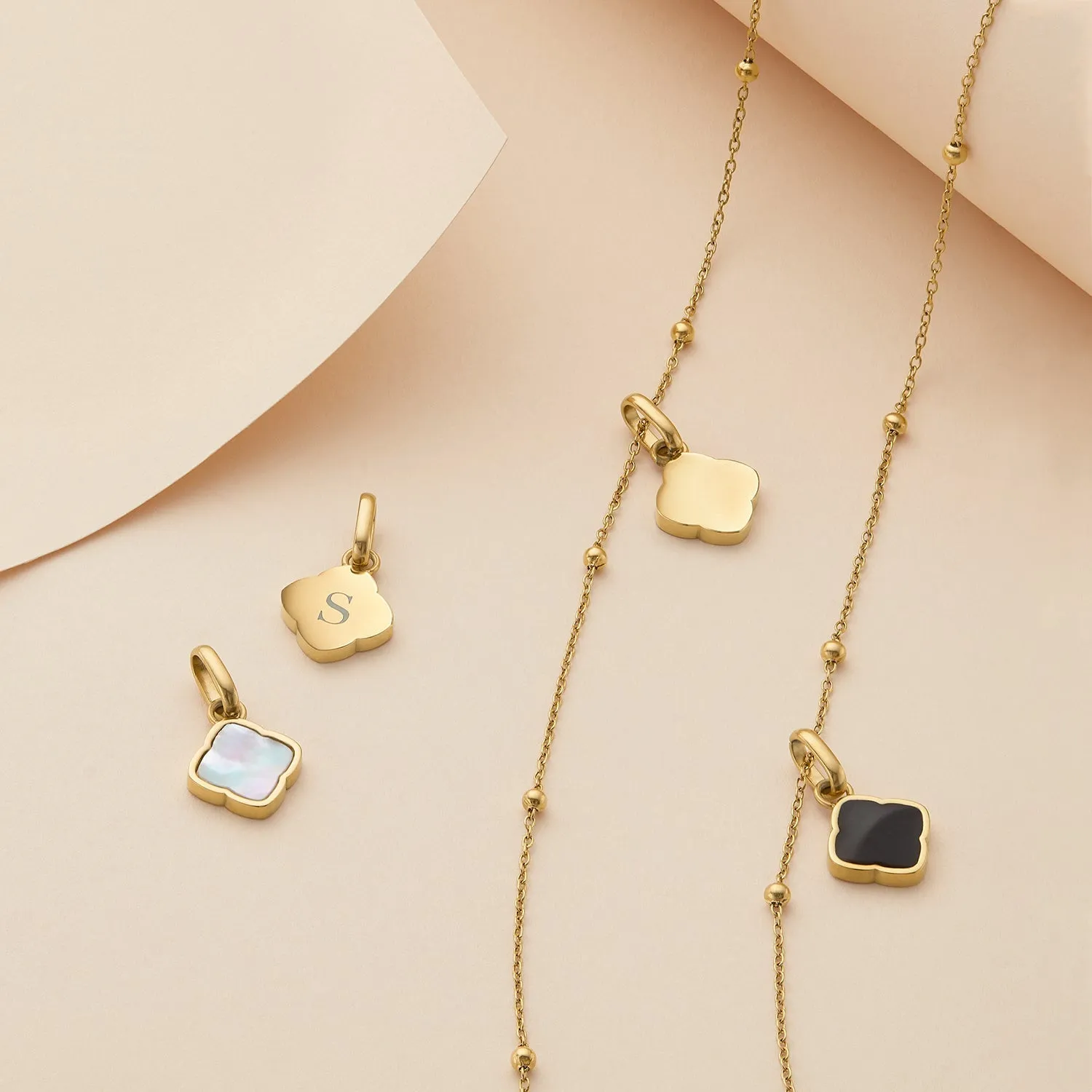 Black Enamel Clover & Initial Necklace (Gold) sold by Abbott Lyon product image thumbnail 4