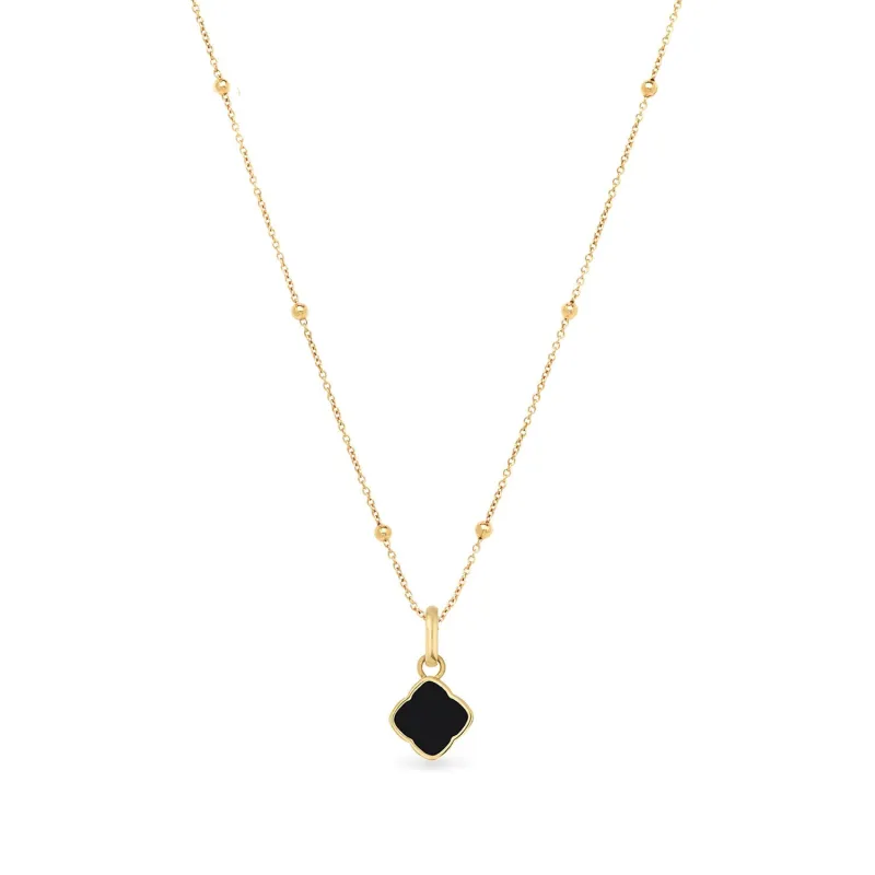 Black Enamel Clover Pendant Necklace (Gold) sold by Abbott Lyon