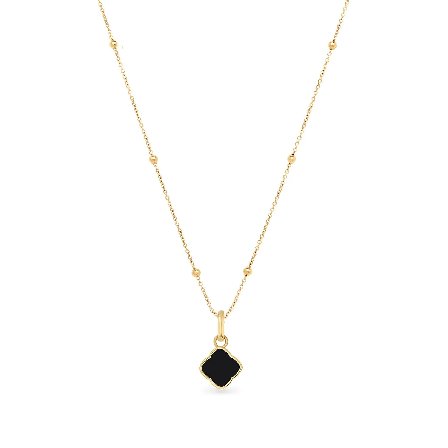 Black Enamel Clover Pendant Necklace (Gold) sold by Abbott Lyon