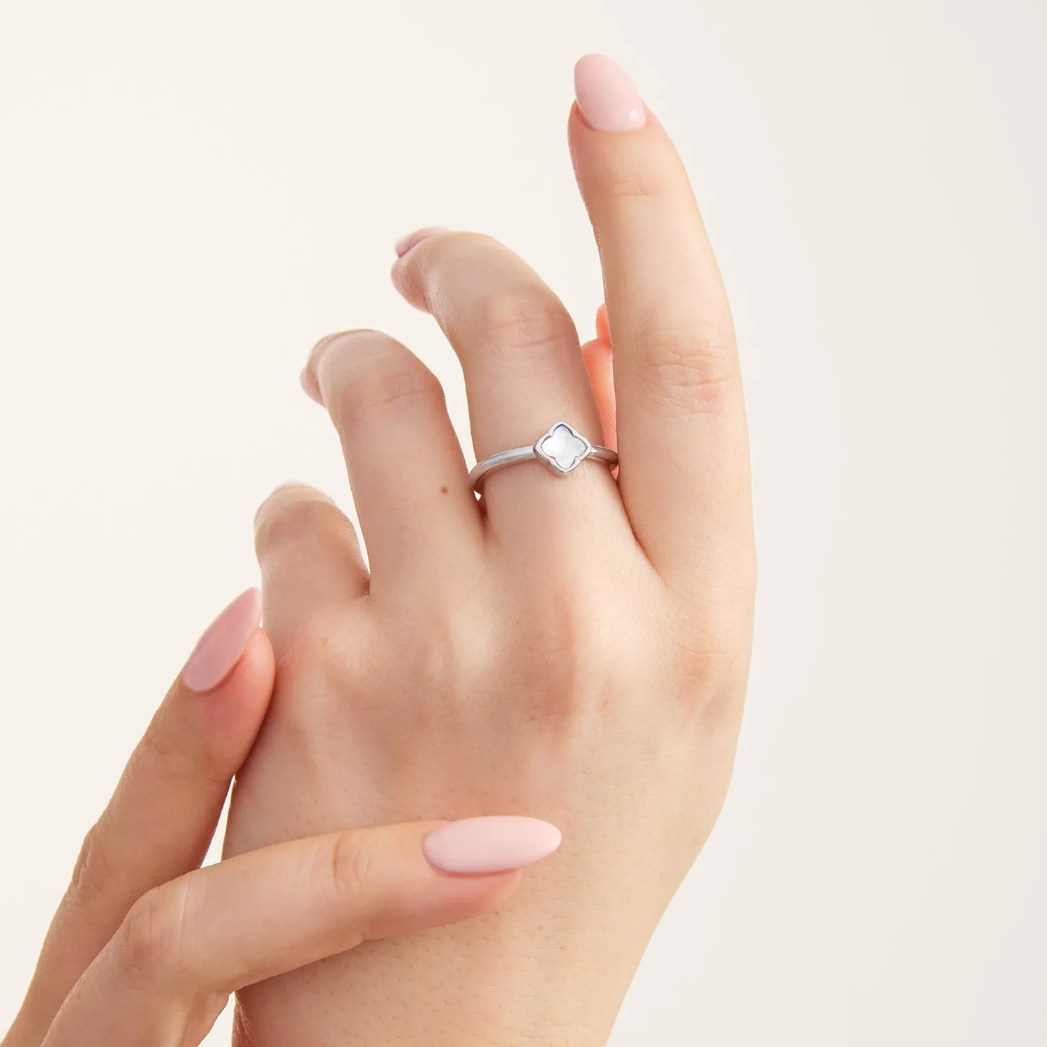 Mini Pearl Clover Ring & Earrings Set (Silver) sold by Abbott Lyon product image thumbnail 3
