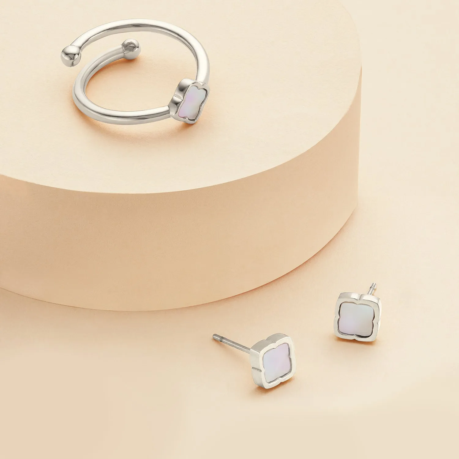 Mini Pearl Clover Ring & Earrings Set (Silver) sold by Abbott Lyon product image thumbnail 5