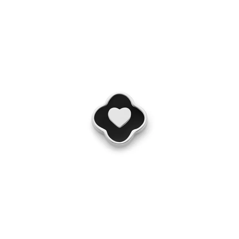 Black Enamel Clover Charms (Silver) - Heart sold by Abbott Lyon