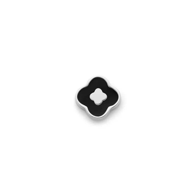 Black Enamel Clover Charms (Silver) - Clover sold by Abbott Lyon