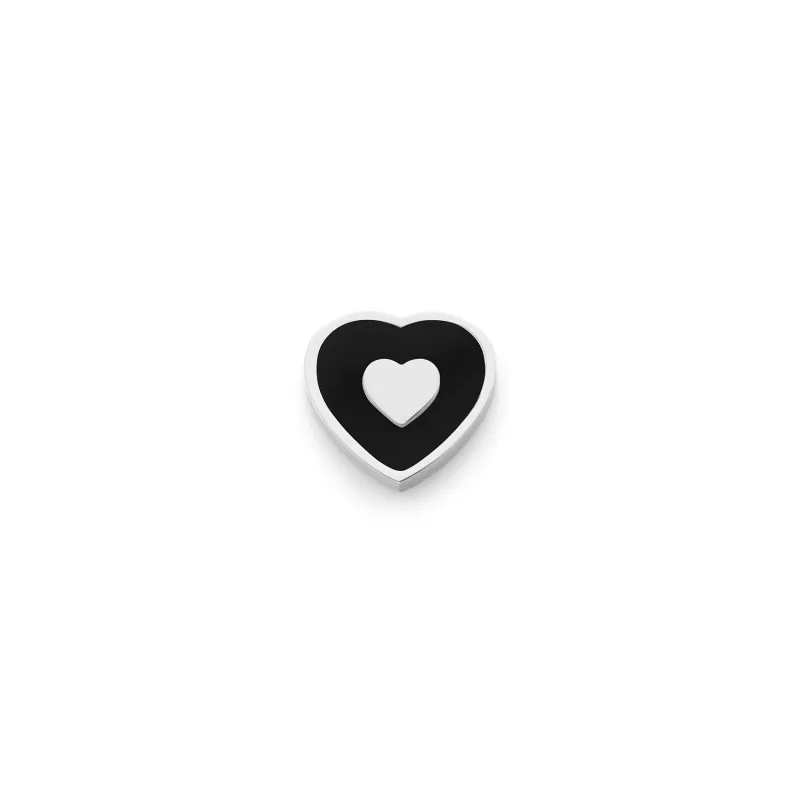 Black Enamel Heart Charms (Silver) - Heart sold by Abbott Lyon