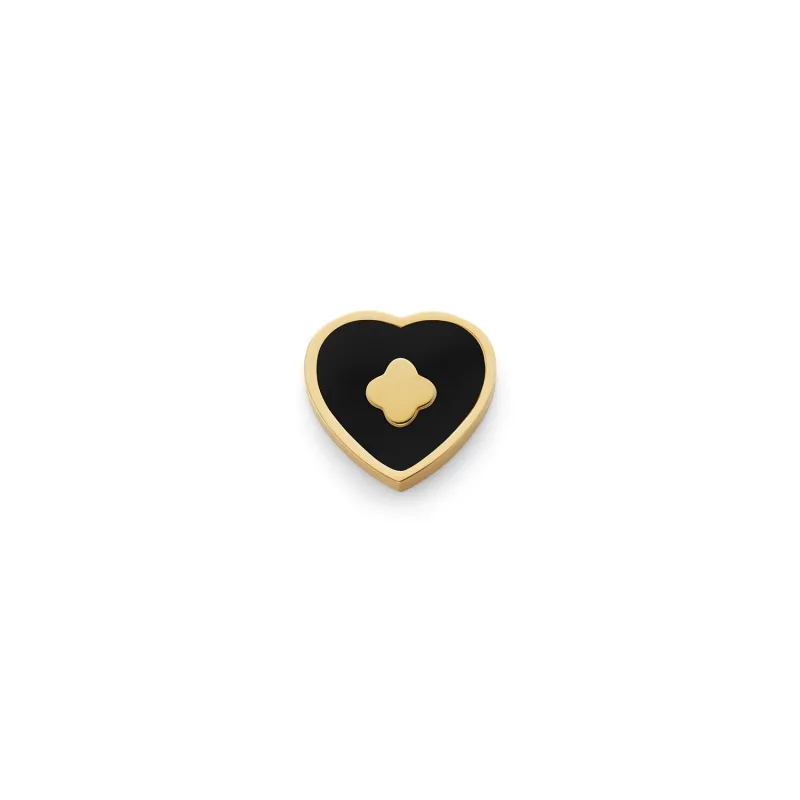 Black Enamel Heart Charms (Gold) - Clover sold by Abbott Lyon
