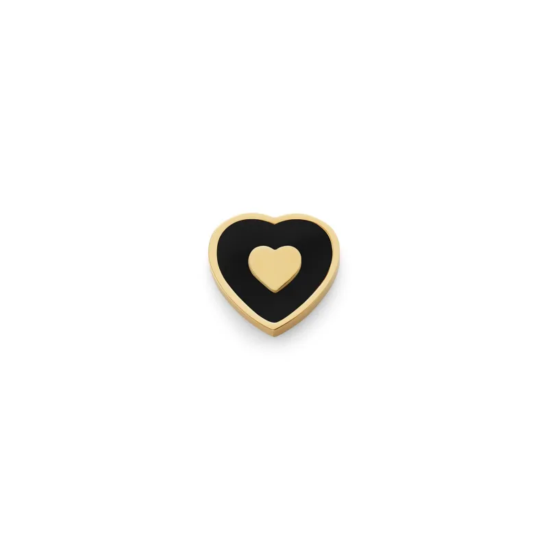 Black Enamel Heart Charms (Gold) - Heart sold by Abbott Lyon