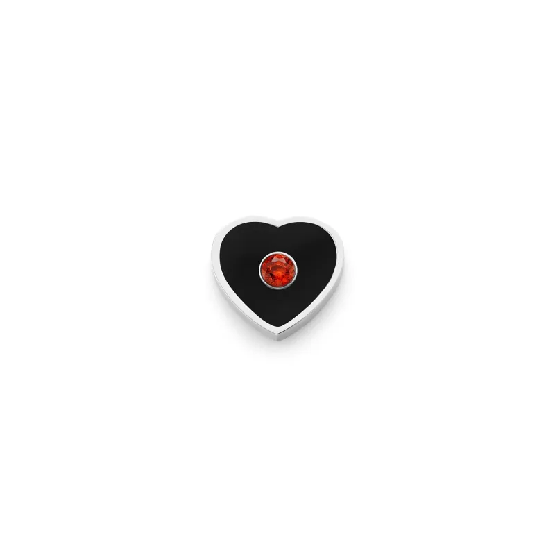 Black Enamel Heart Charms (Silver) - Birthstone sold by Abbott Lyon