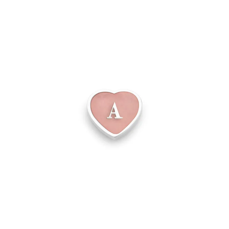 Rose Quartz Heart Charms (Silver) - Initials sold by Abbott Lyon