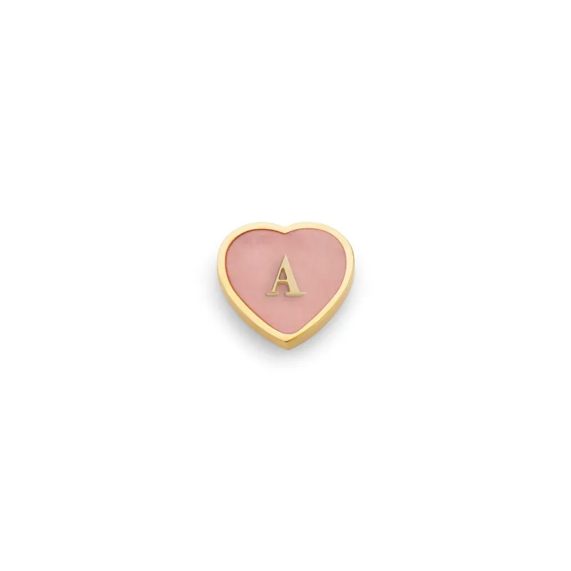 Rose Quartz Heart Charms (Gold) - Initials sold by Abbott Lyon