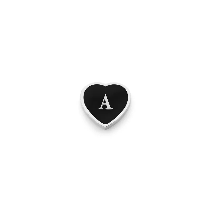 Black Enamel Heart Charms (Silver) - Initials sold by Abbott Lyon
