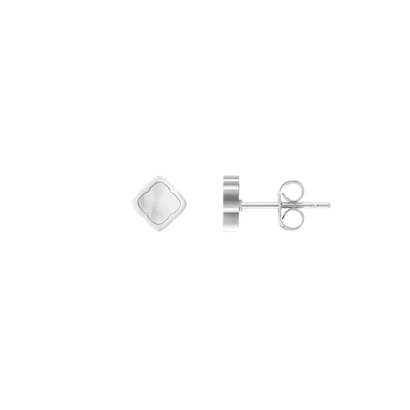 Mini Pearl Clover Stud Earrings (Silver) sold by Abbott Lyon