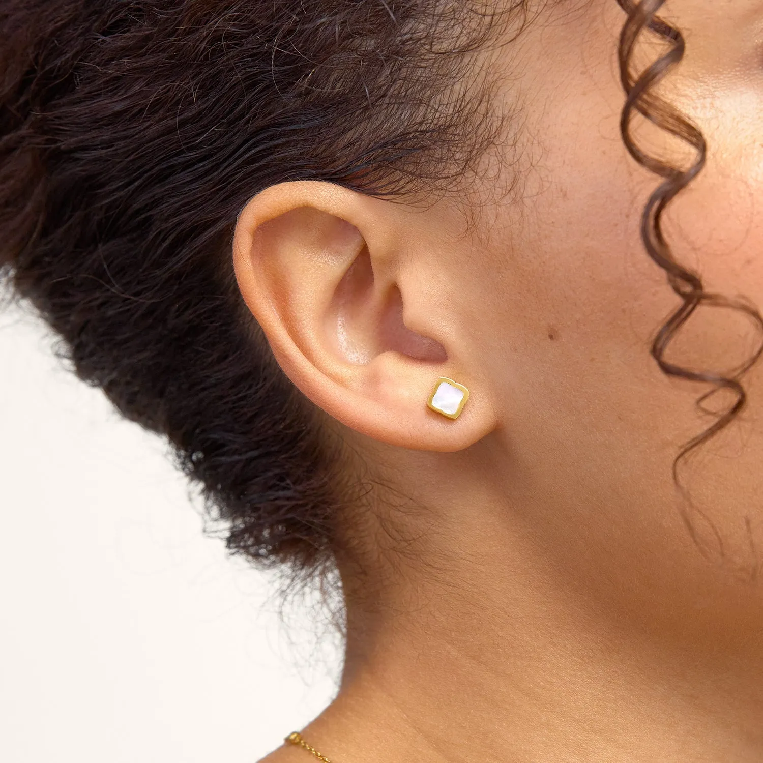 Mini Pearl Clover Stud Earrings (Gold) sold by Abbott Lyon product image thumbnail 2