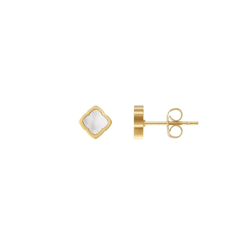 Mini Pearl Clover Stud Earrings (Gold) made by Abbott Lyon