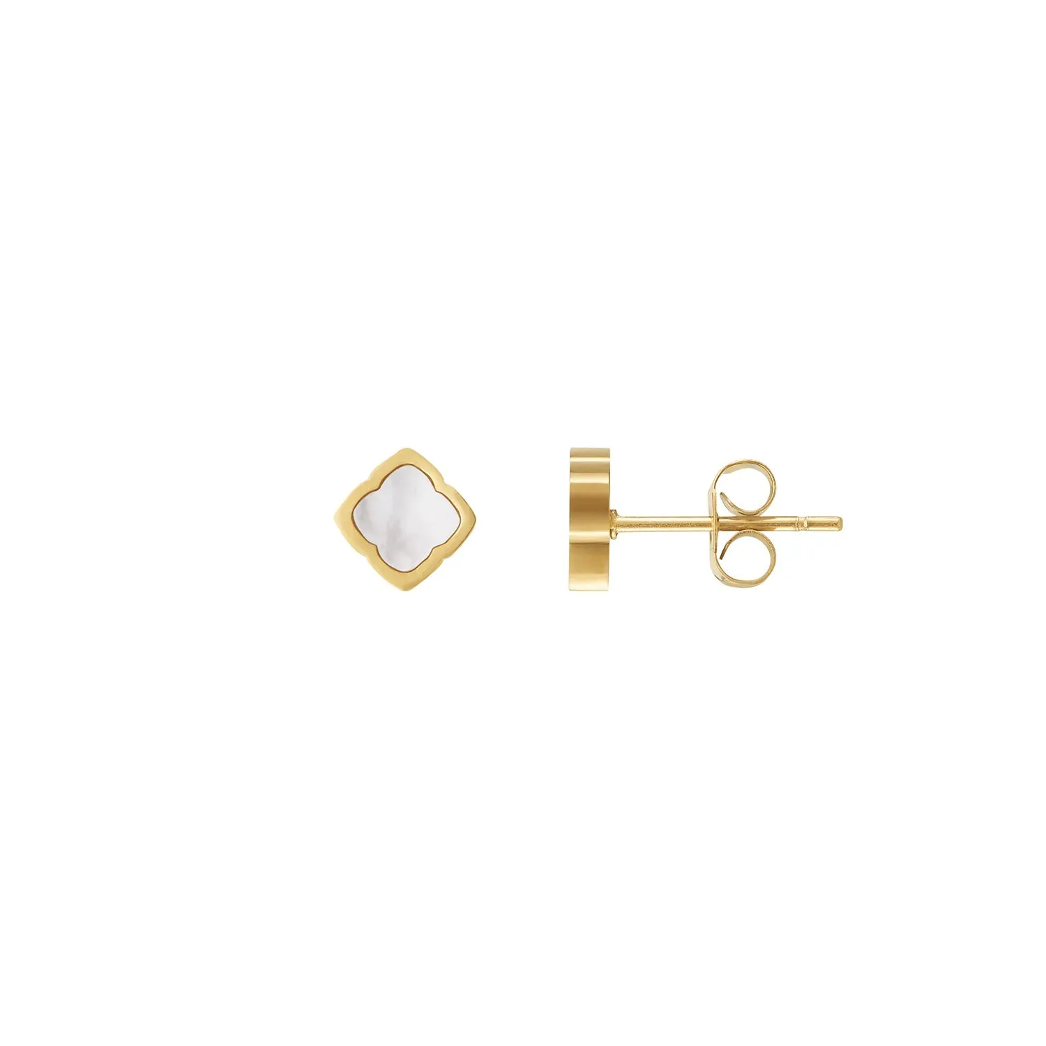 Mini Pearl Clover Stud Earrings (Gold) sold by Abbott Lyon