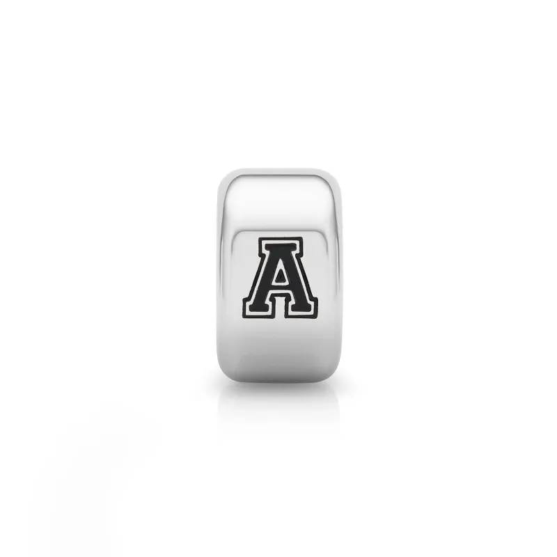 Varsity Font Initial Bead (Silver) sold by Abbott Lyon
