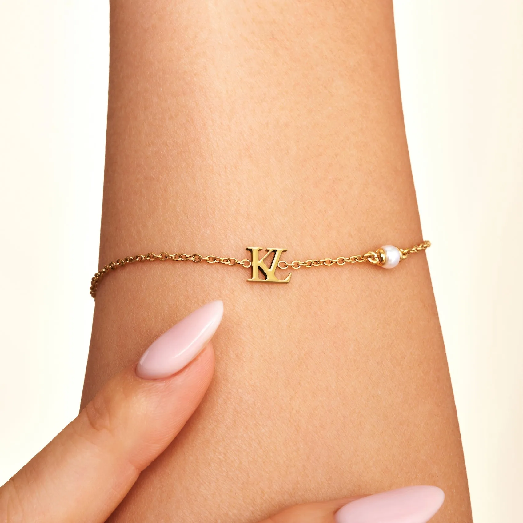 Mini Double Initial Bracelet (Gold) sold by Abbott Lyon product image thumbnail 3