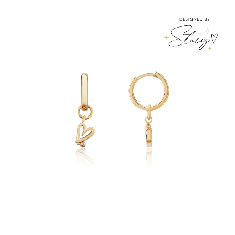 Stacey's Stories Doodle Heart Huggie Hoops (Gold) sold by Abbott Lyon