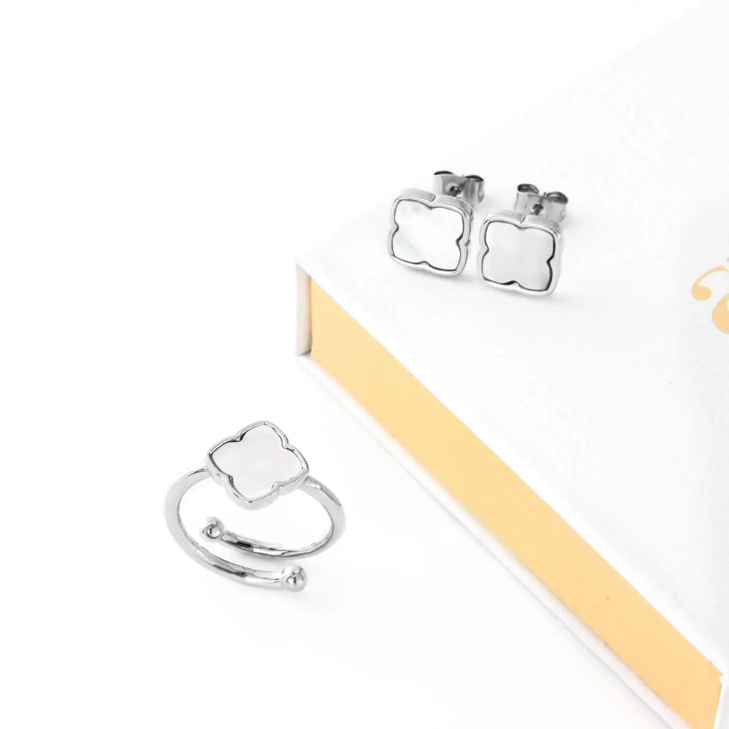 Pearl Clover Stud Earrings (Silver) sold by Abbott Lyon product image thumbnail 4
