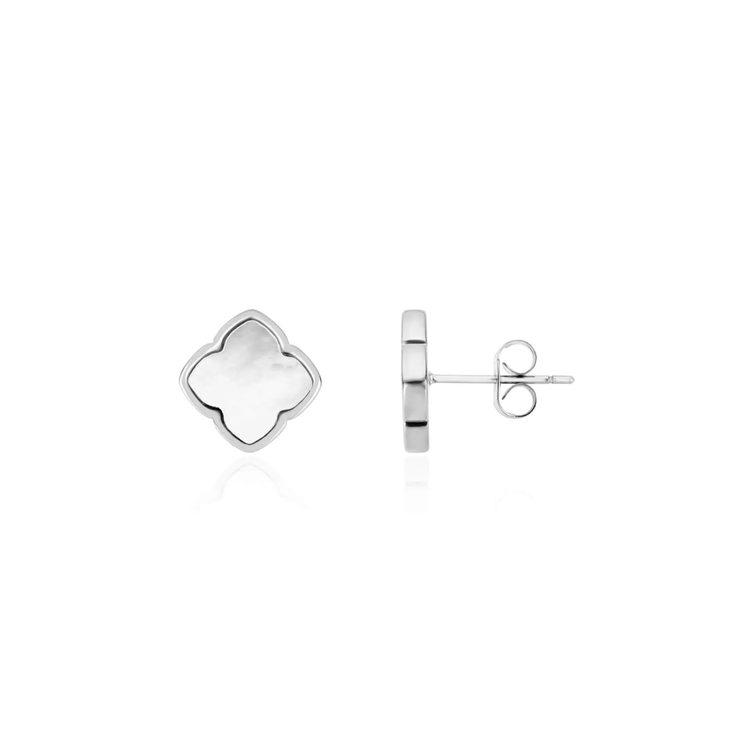Pearl Clover Stud Earrings (Silver) sold by Abbott Lyon