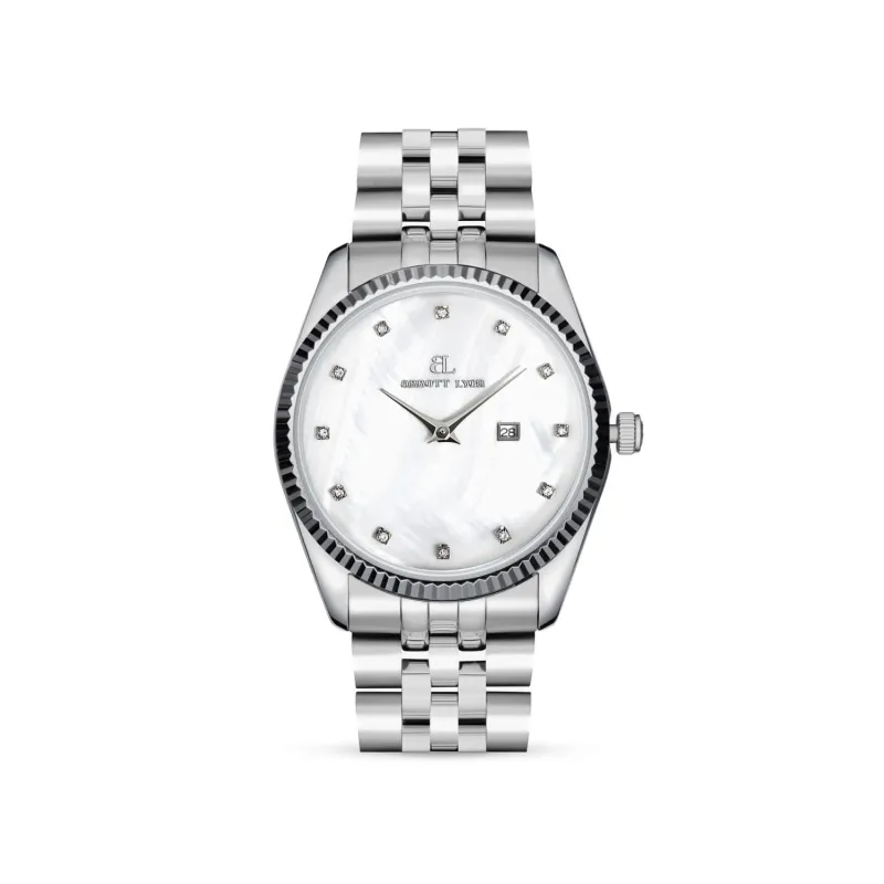 Silver Pearl Link Belgravia 36 Watch made by Abbott Lyon
