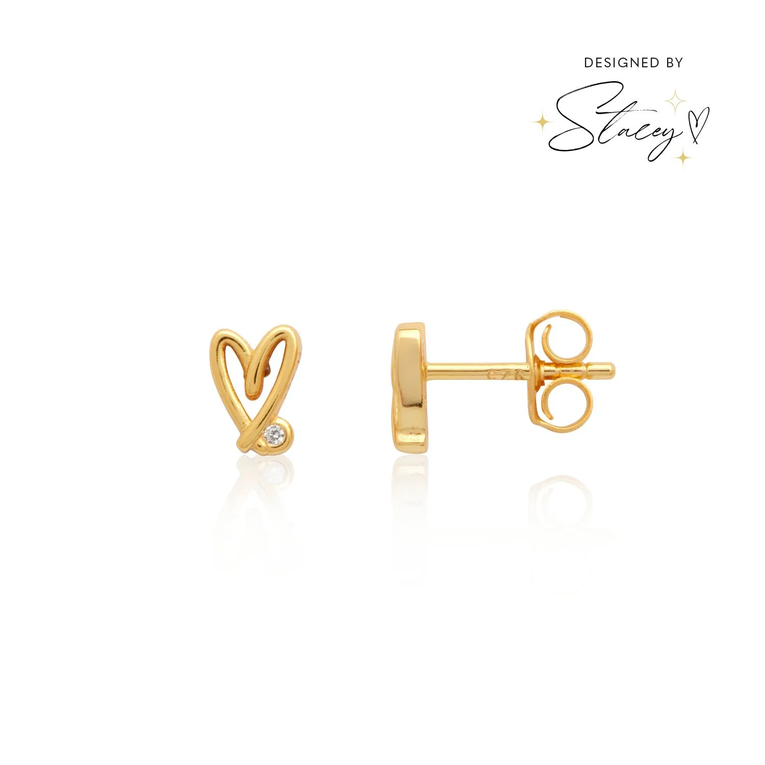 Stacey's Stories Doodle Heart Stud Earrings (Gold) sold by Abbott Lyon
