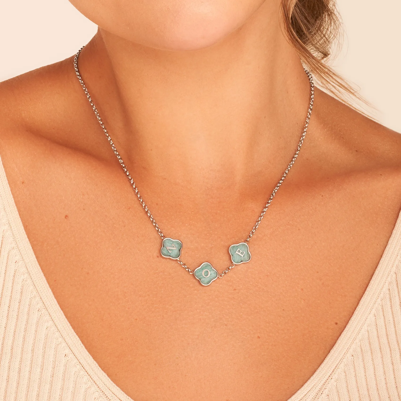 Clover Custom Name Necklace (Silver) sold by Abbott Lyon product image thumbnail 5