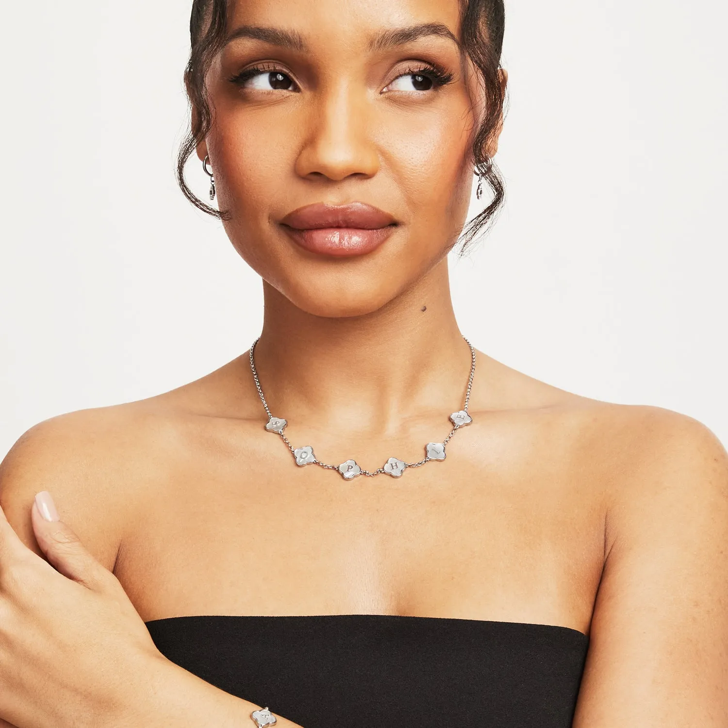 Clover Custom Name Necklace (Silver) sold by Abbott Lyon product image thumbnail 2