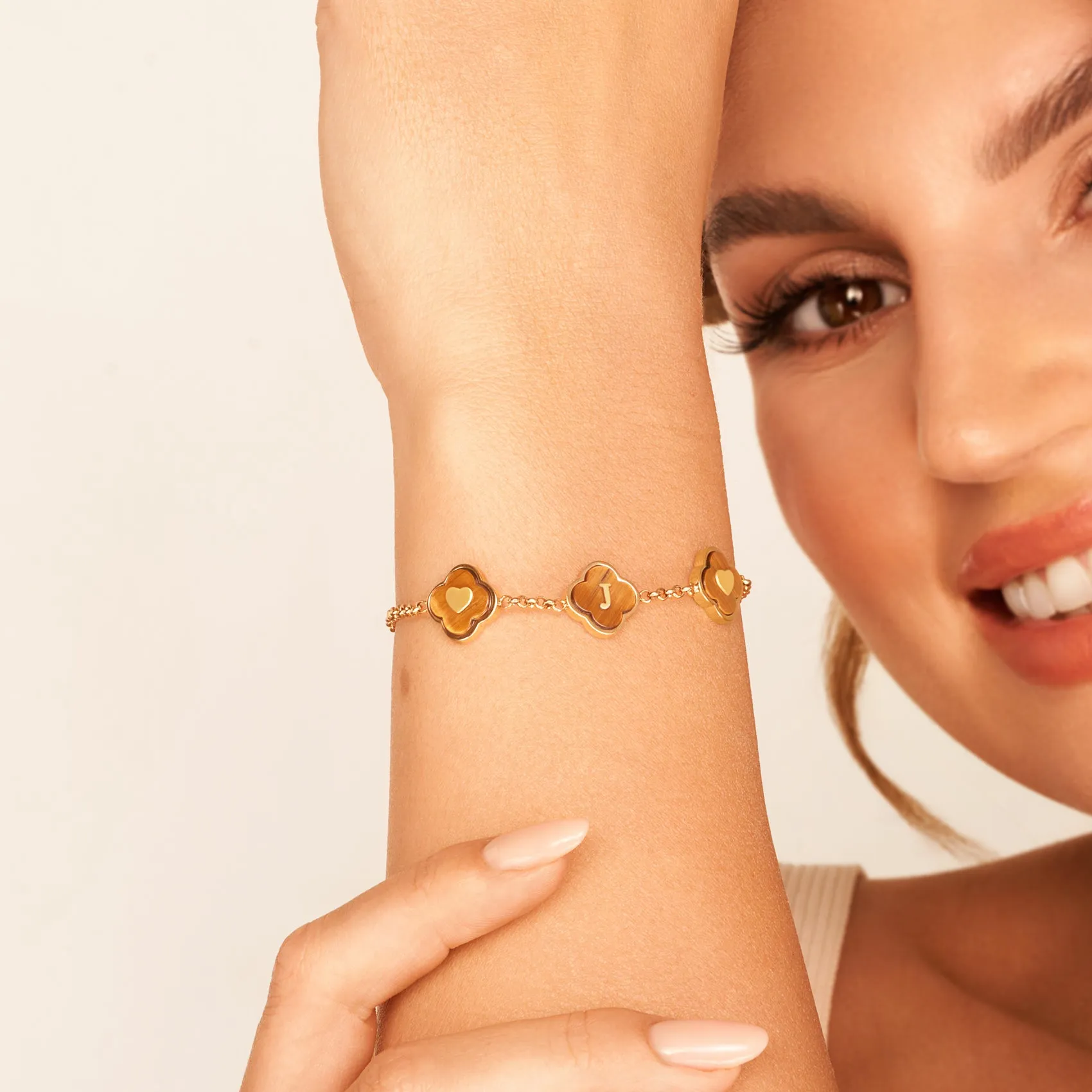 Clover Custom Name Bracelet (Gold) sold by Abbott Lyon product image thumbnail 5