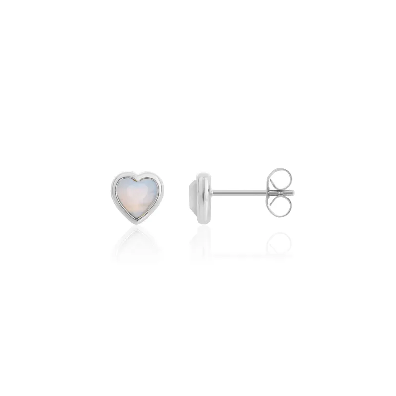 Mini Heart Birthstone Stud Earrings (Silver) sold by Abbott Lyon