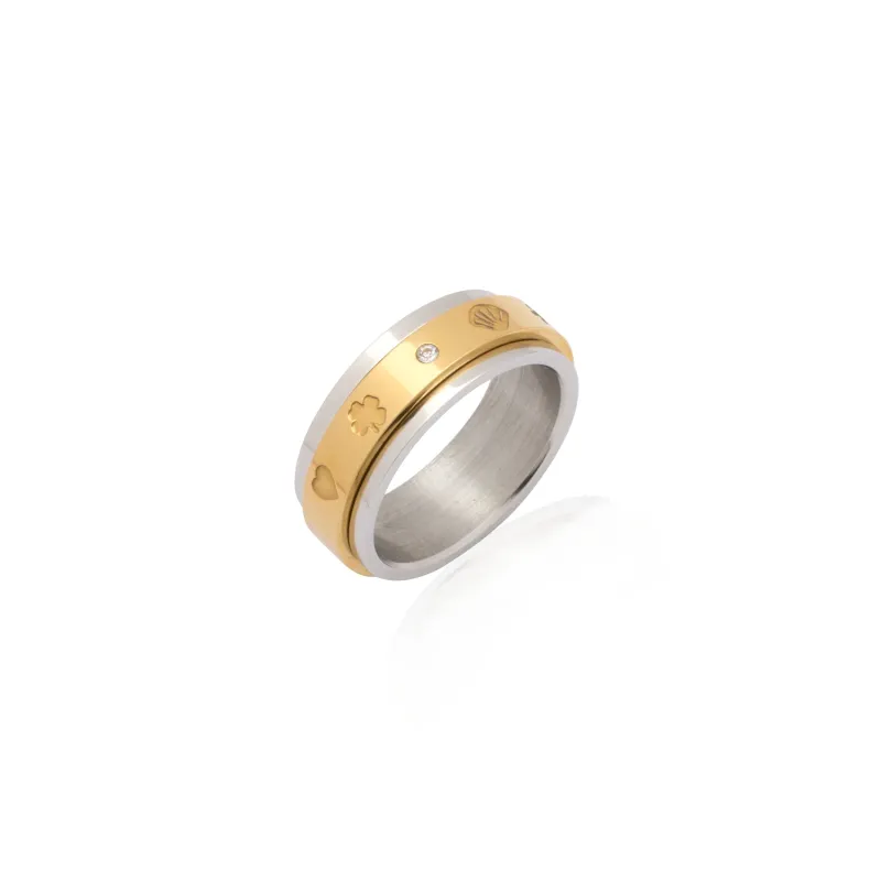 Two Tone Custom Stamped Fidget Ring (Gold/Silver) sold by Abbott Lyon