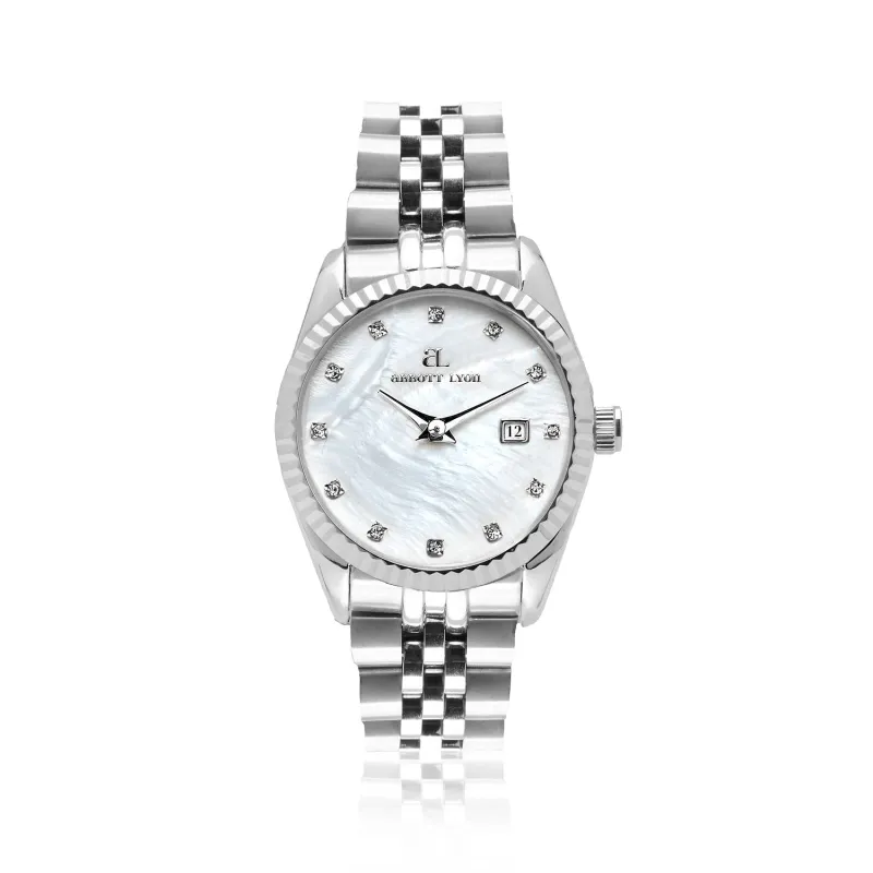 Mini Silver Pearl Link Belgravia 30 Watch made by Abbott Lyon