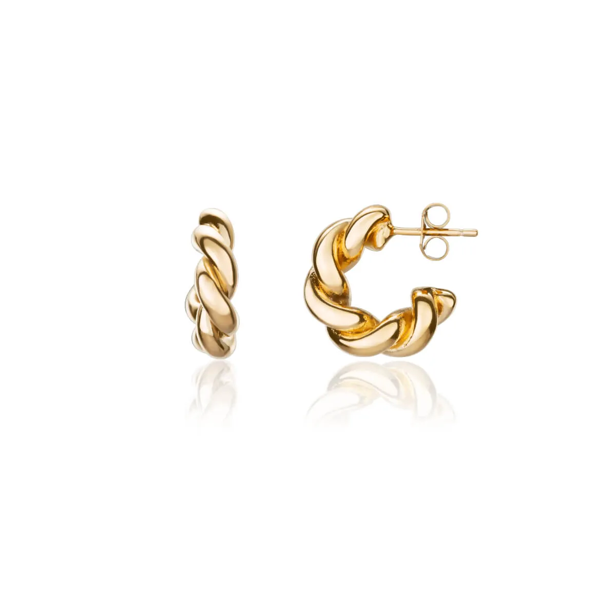 Twisted Huggie Hoop Earrings (Gold) sold by Abbott Lyon