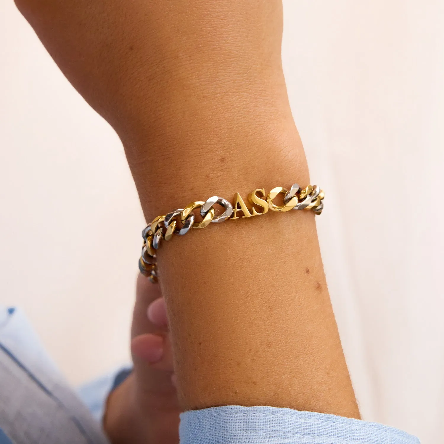 Initial Curb Bracelet (Gold/Silver) sold by Abbott Lyon product image thumbnail 3