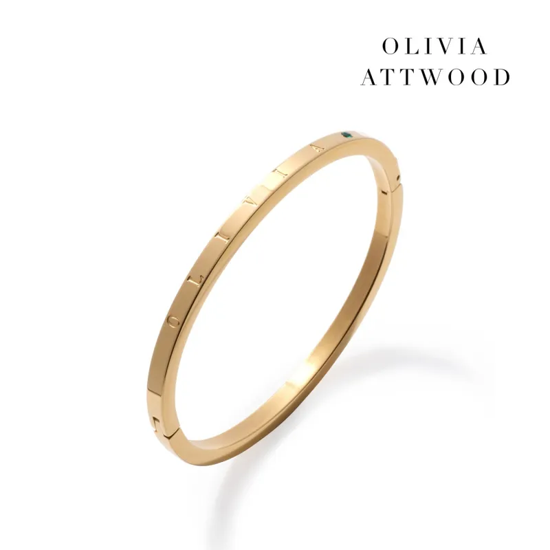 Custom Stamped Name Bangle (Gold) sold by Abbott Lyon