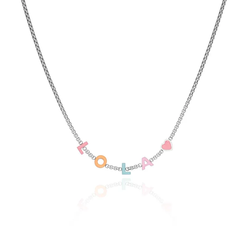 Custom Enamel Name Necklace (Silver) sold by Abbott Lyon