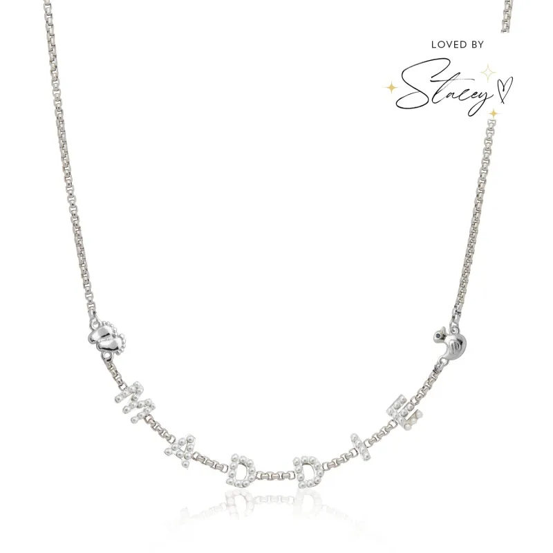 Pearl Custom Name Necklace (Silver) sold by Abbott Lyon