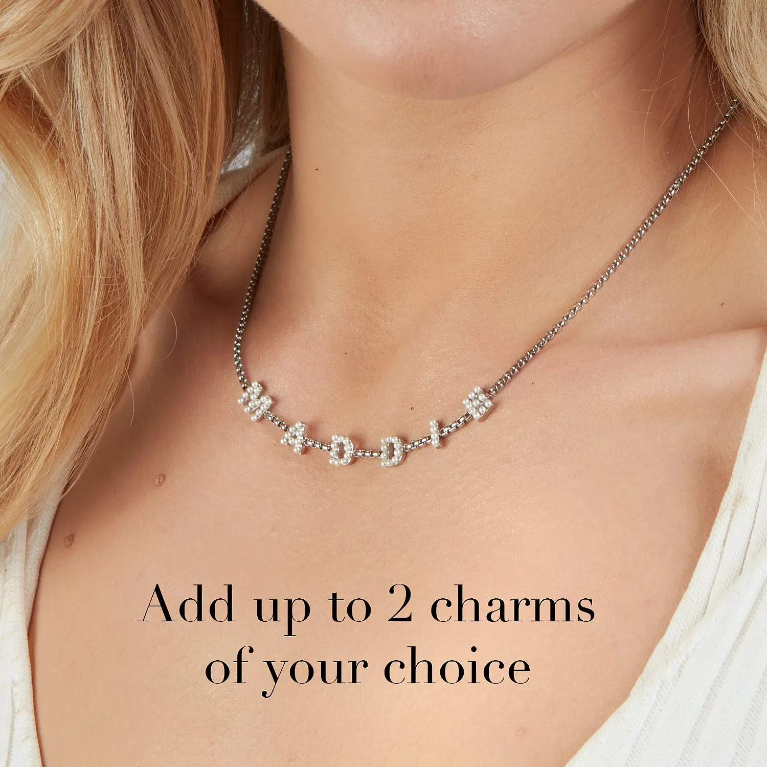 Pearl Custom Name Necklace (Silver) sold by Abbott Lyon product image thumbnail 5