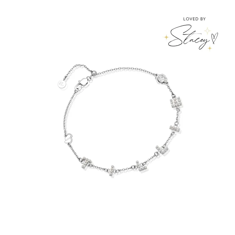 Pearl Custom Name Bracelet (Silver) sold by Abbott Lyon