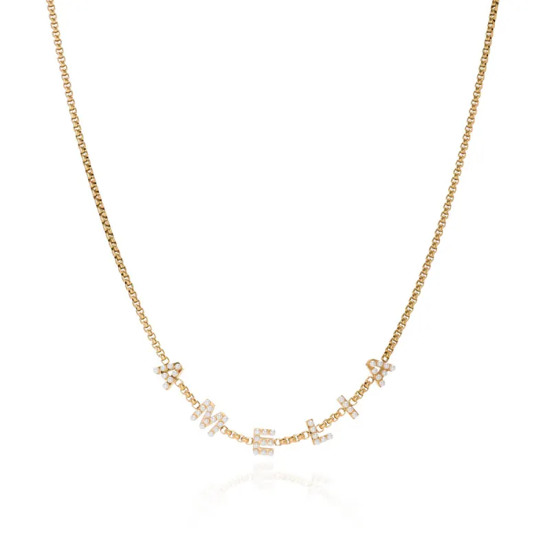 Pearl Custom Name Necklace (Gold) sold by Abbott Lyon