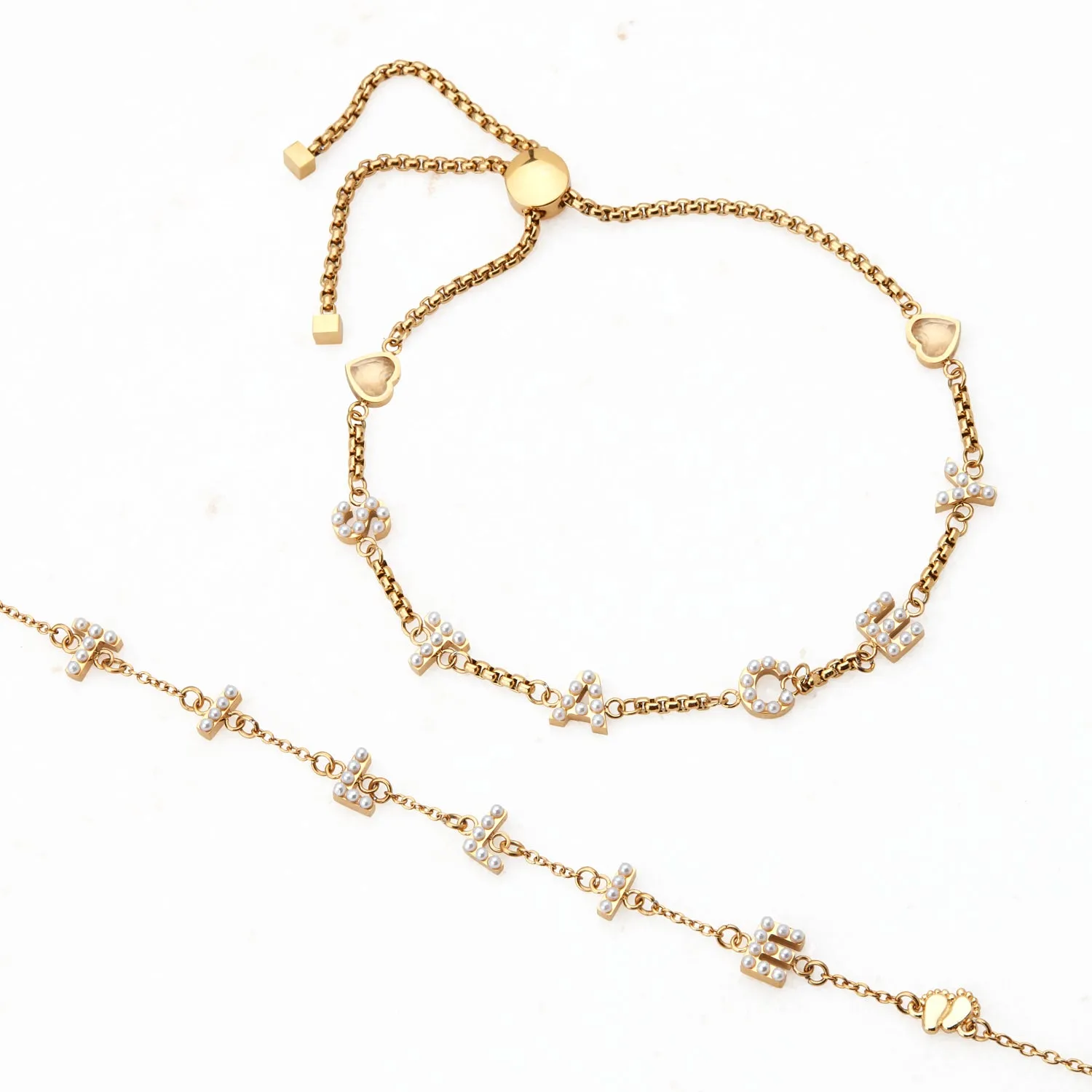 Pearl Custom Name Bracelet (Gold) sold by Abbott Lyon product image thumbnail 5