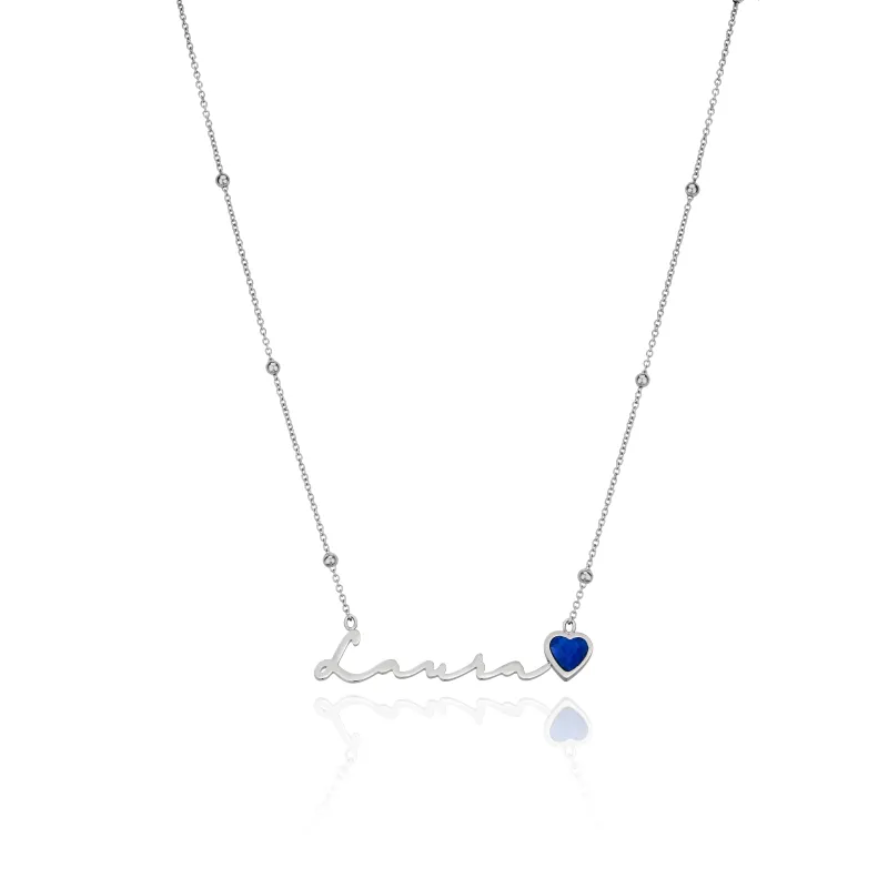 Birthstone Signature Name Necklace (Silver) sold by Abbott Lyon